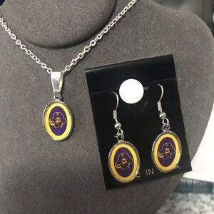 East Carolina Pirates Licensed Dangle Earrings and Necklace Set